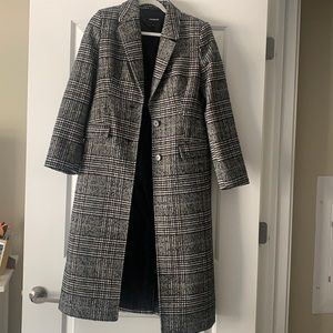 Express - Plaid Wool-Blend Car Coat (Medium)